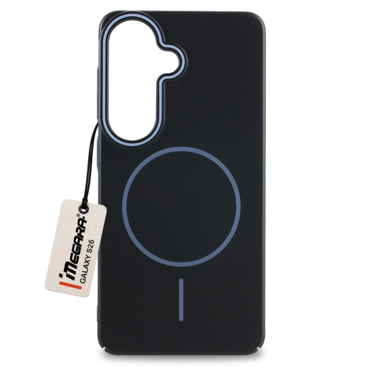 Czarne etui do Samsung Galaxy S26 MagSafe Case, widok z przodu, idealnie dopasowane plecki ochronne Megara