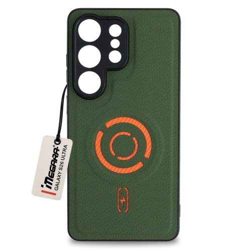Zielone etui Megara MagSafe Case do Samsung Galaxy S26 Ultra - widok z przodu, idealne dopasowanie i ochrona
