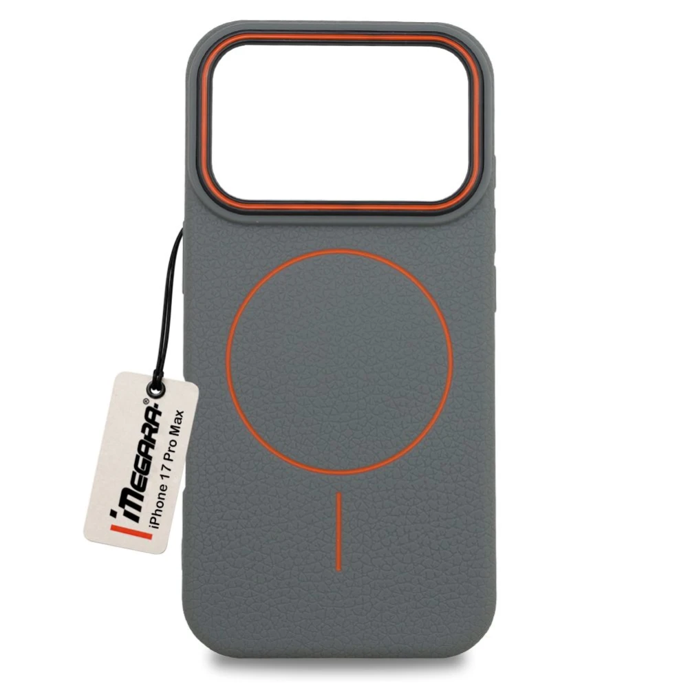 Szare etui do iPhone 17 Pro Max Megara MagSafe Case, widok z przodu, idealnie dopasowany pokrowiec na telefon Apple