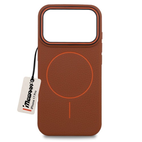 Brązowe etui do Apple iPhone 17 Pro MagSafe Case, widok z przodu podkreślający elegancki design i idealne dopasowanie