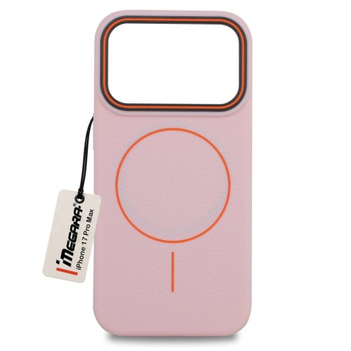 Różowe etui Megara MagSafe Case do Apple iPhone 17 Pro Max, widok z przodu, pełna ochrona plecków i ekranu