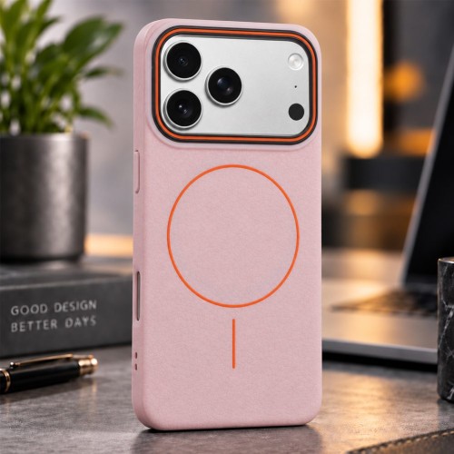 Plecki ochronne Megara iPhone 17 Pro w odcieniu różowym, wykonane z trwałego poliwęglanu i TPU