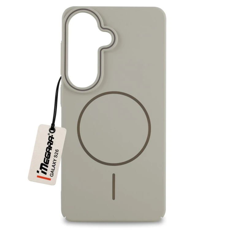 Beżowe etui do Samsung Galaxy S26 MagSafe - widok z przodu, prezentujący eleganckie wykończenie i idealne dopasowanie