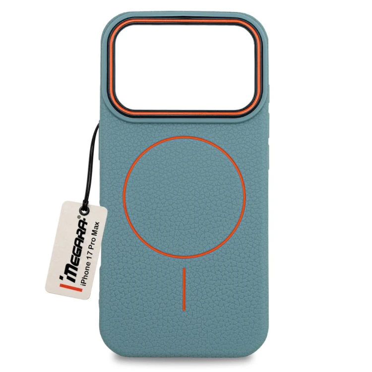 Zielone etui Megara MagSafe Case do Apple iPhone 17 Pro Max, widok z przodu podkreślający smukły design