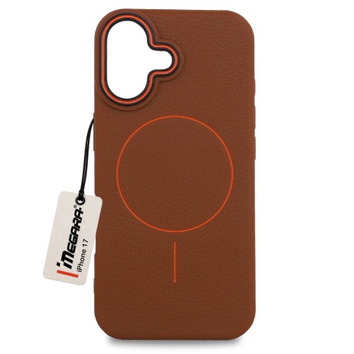 Etui do Apple iPhone 17 MagSafe Case w brązowym kolorze, widok z przodu, doskonale chroniący telefon