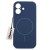 Granatowe etui Megara MagSafe do Apple iPhone 17 - widok z przodu, prezentujący eleganckie plecki ochronne