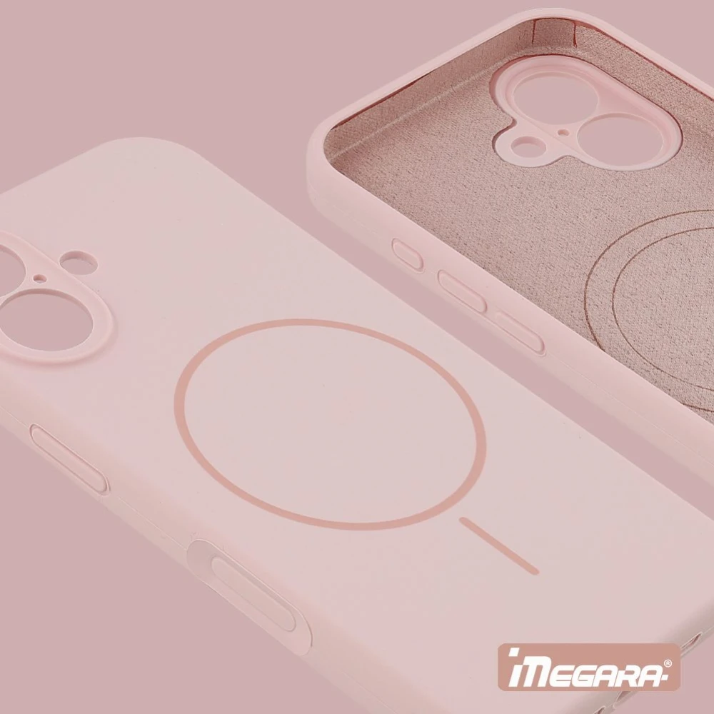 Akcesorium do smartfona iPhone 17 - różowe etui Megara, w pełni kompatybilne z ładowaniem bezprzewodowym, waga 35g