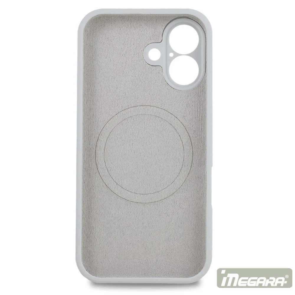 Szczegół etui Megara do iPhone 17 z rantem ochronnym wyświetlacza i podwyższoną ramką wokół aparatu
