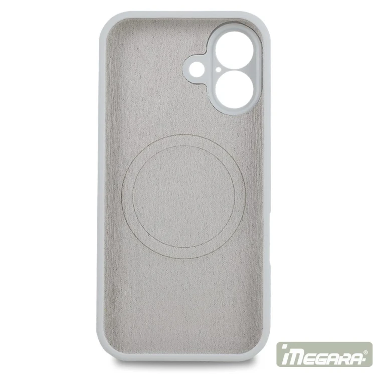 Szczegół etui Megara do iPhone 17 z rantem ochronnym wyświetlacza i podwyższoną ramką wokół aparatu
