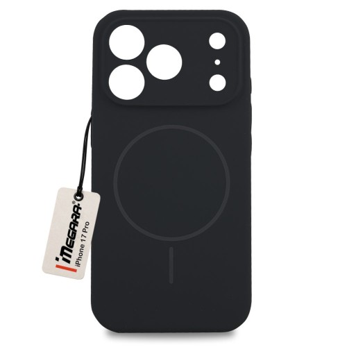 Czarne etui do Apple iPhone 17 Pro MagSafe Case typu plecki, widok z przodu podkreślający eleganckie matowe wykończenie