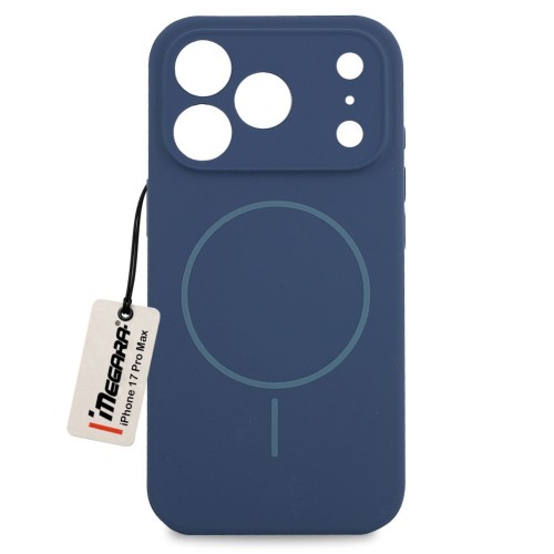 Granatowe etui Megara MagSafe do Apple iPhone 17 Pro Max, widok z przodu, prezentujące smukły design i matowe wykończenie soft-touch