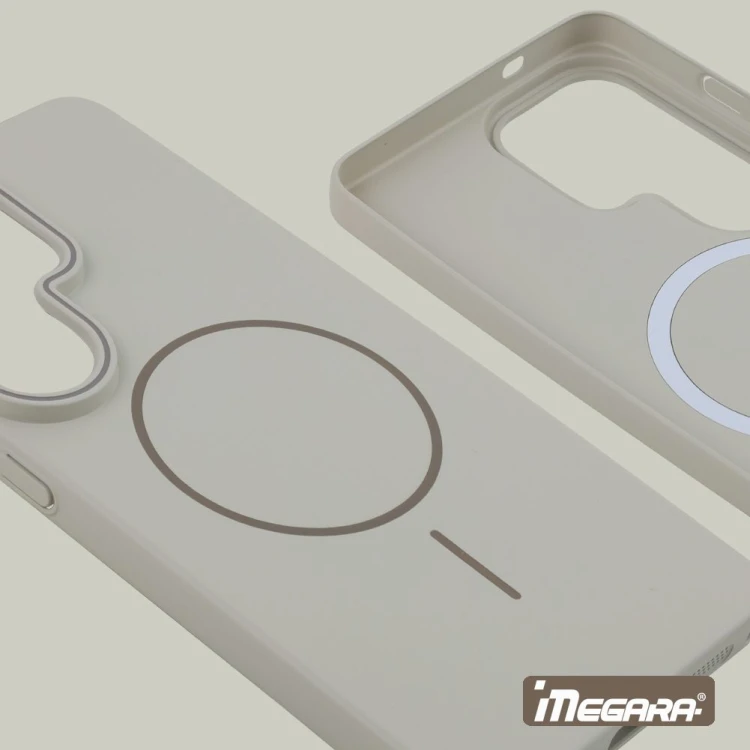 Futerał Megara w kolorze beżowym do Galaxy S26 Ultra, kompatybilny z ładowaniem bezprzewodowym, antypoślizgowa struktura